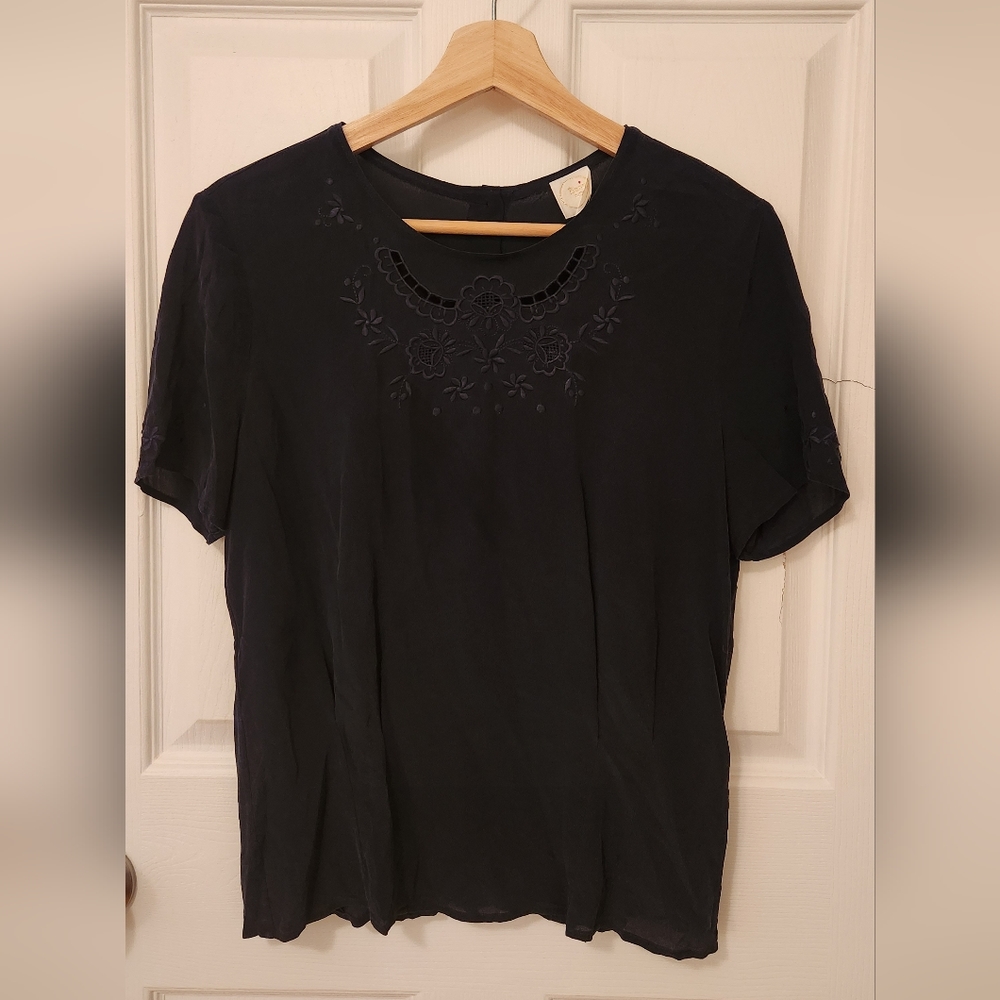 Superb navy silk blouse from Des Petits Hauts